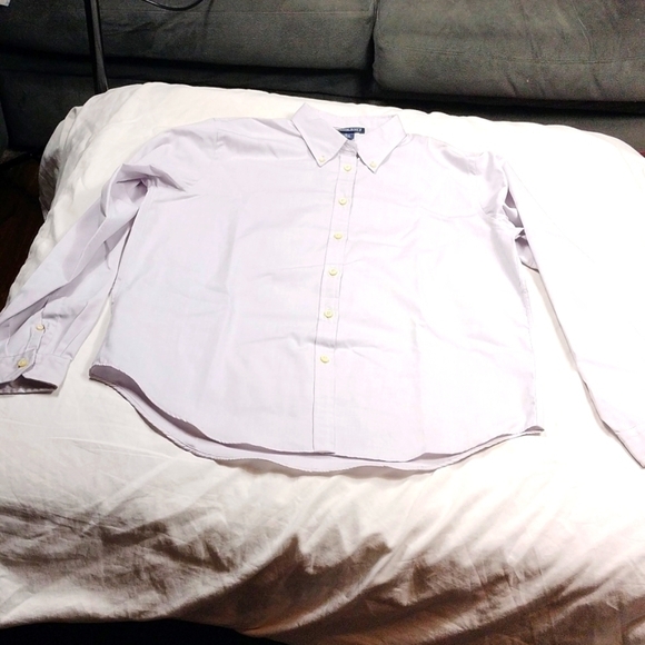 Lands End women's light lavender long sleeved button down shirt size 14 regular - Picture 1 of 8